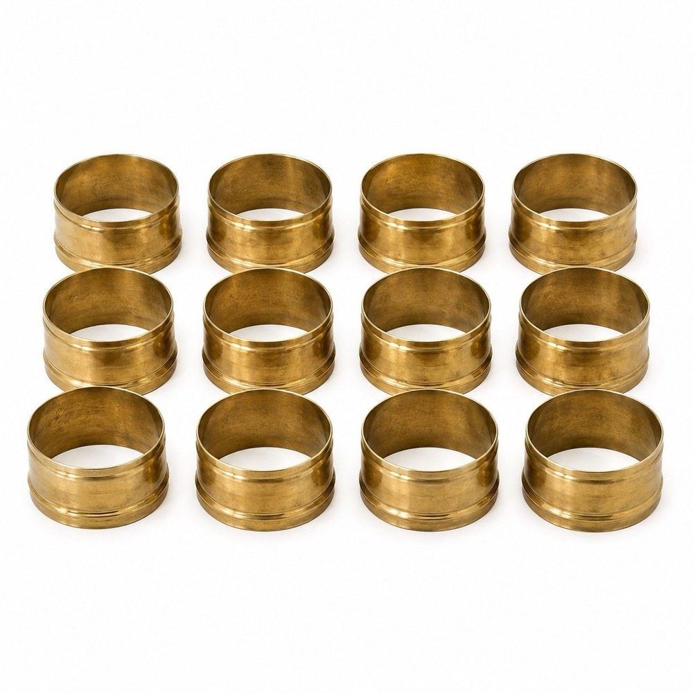 Vintage Andrea by Sadek Brass Napkin Rings Set of 12 Gold Tone Tableware
